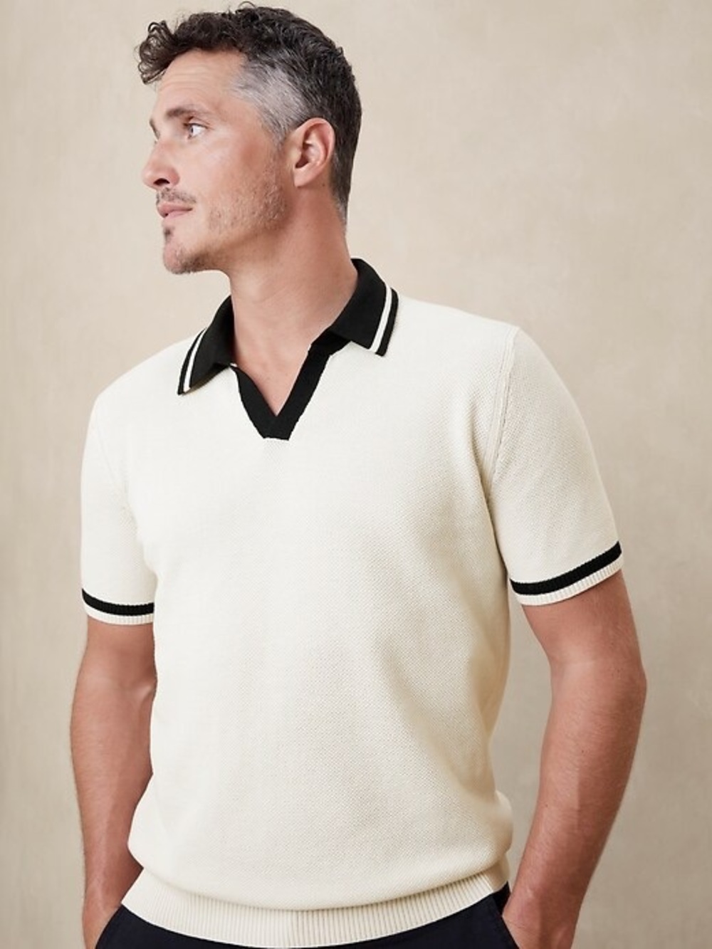 Banana Republic Pique Sweater Polo - Transition Cream